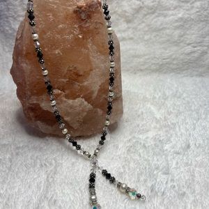 #23 Vintage Jewelry , Black Glass Beads with Pearl 2 Necklaces for your style